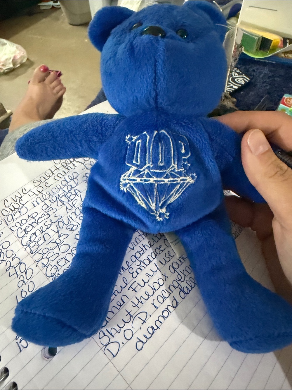 Ty Royal Blue Plush Bear with Embroidered Diamond Logo